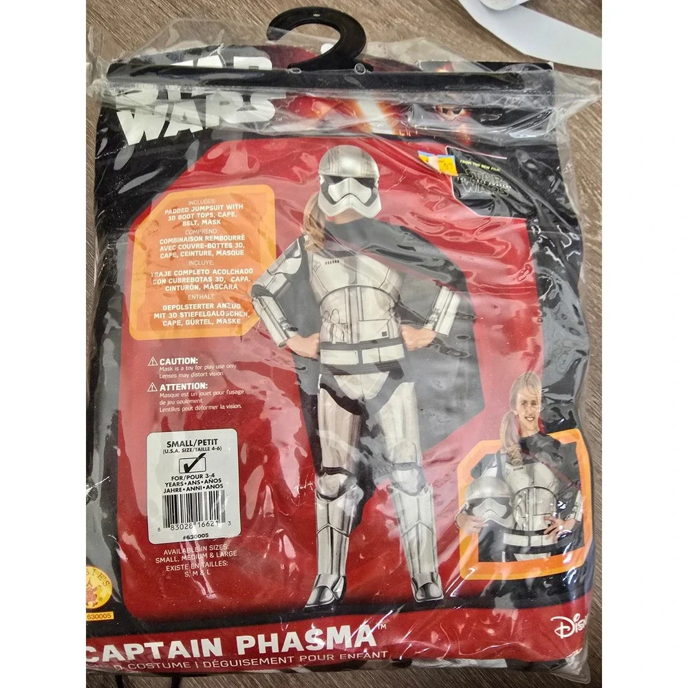 Star Wars Captain Phasma Costume Kids Small 4-6 Padded Jumpsuit Cape Mask 630005